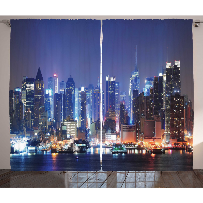 River and Skyline Photo Curtain