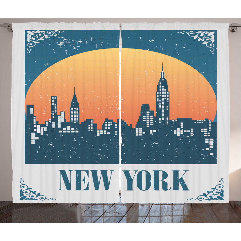 New York City at Sunset Curtain