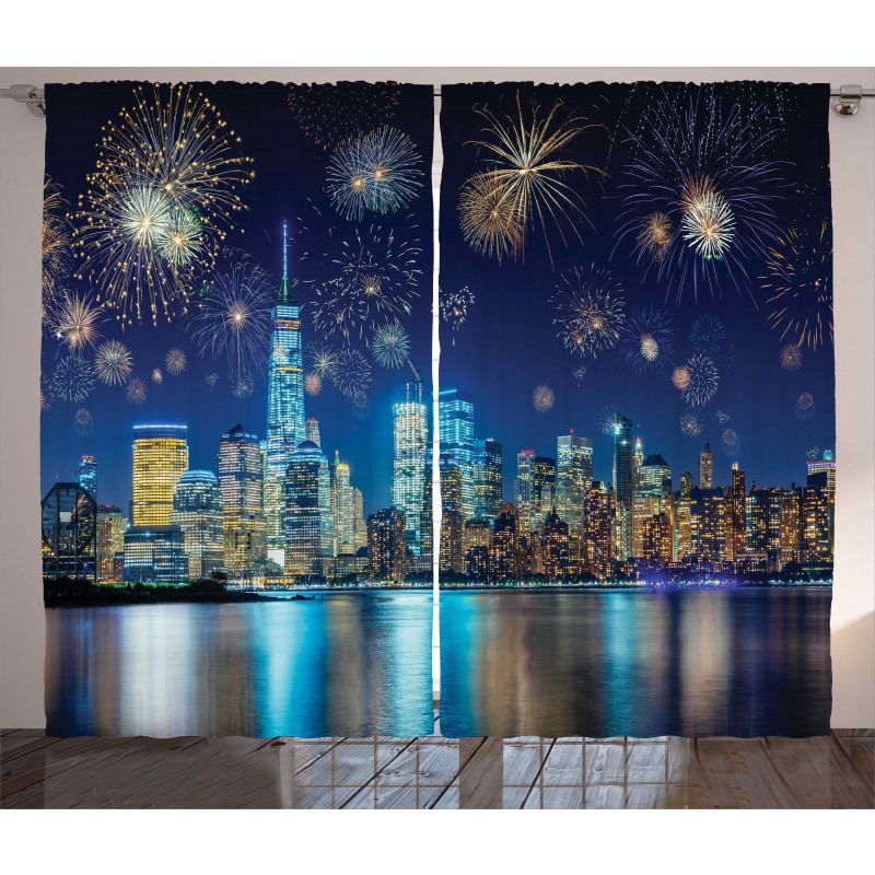 New Year Night Fireworks Curtain