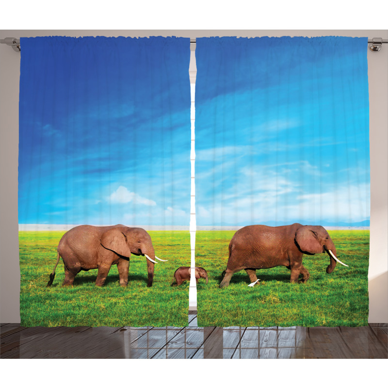 Elephant Family Africa Curtain