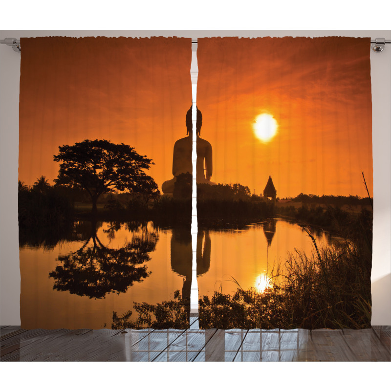River Sunset Thai Culture Curtain