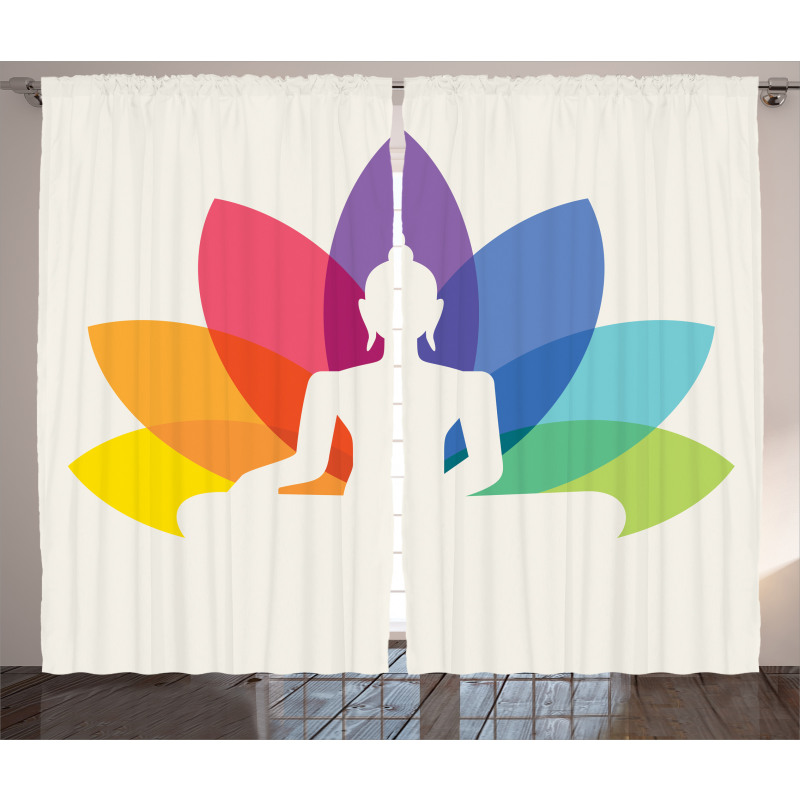 Colorful Lotus Flower Curtain