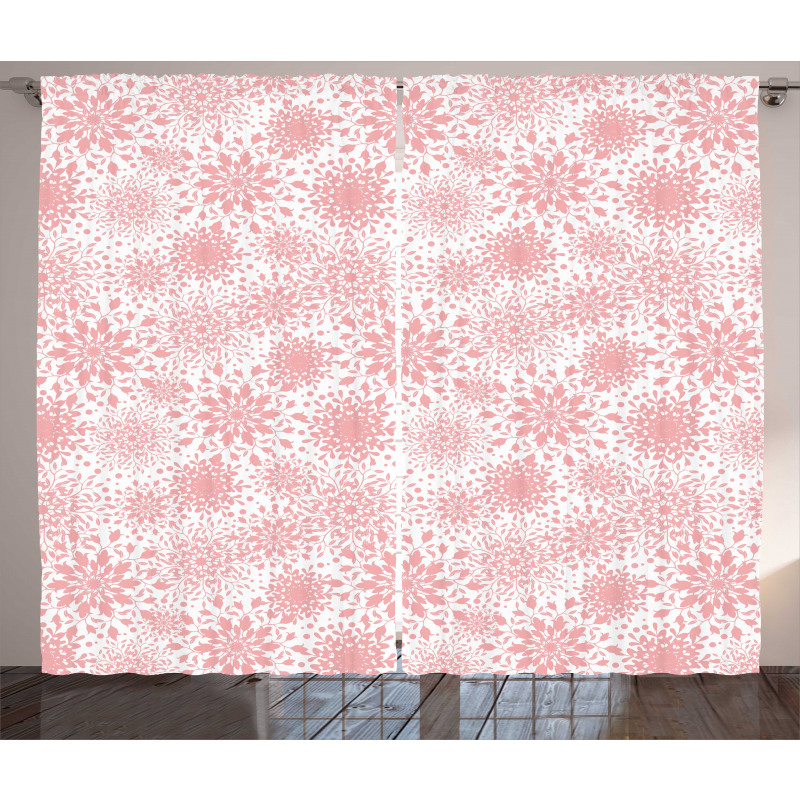 Monochrome Simplistic Floral Curtain