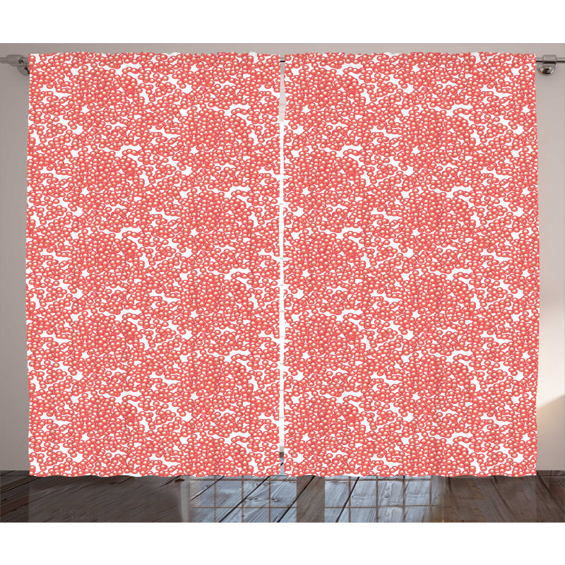 Abstract Red Caviar Graphic Curtain