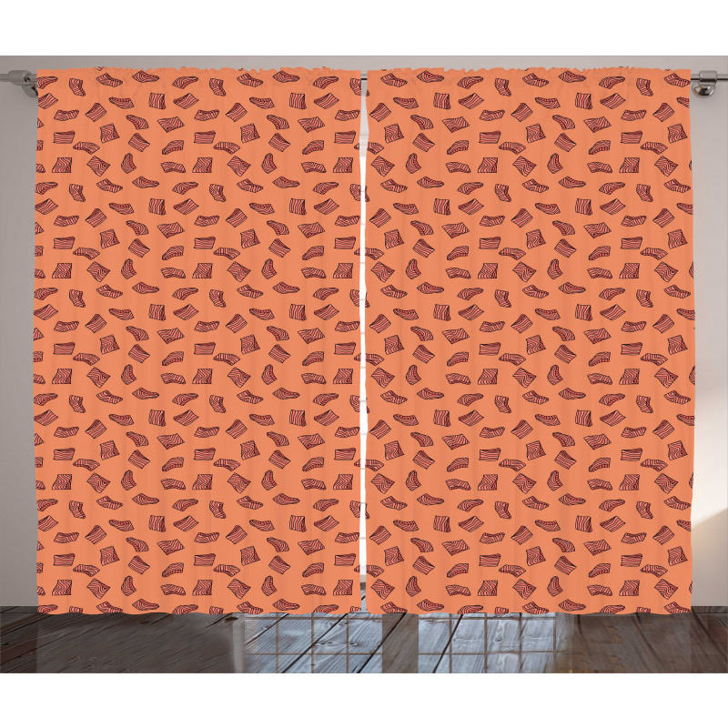 Pieces of Fish Meat Graphic Curtain