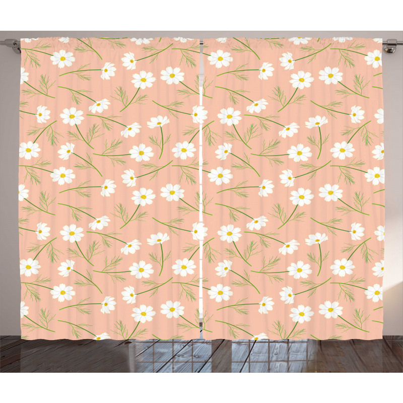 Rhythmic White Cosmos Flower Curtain