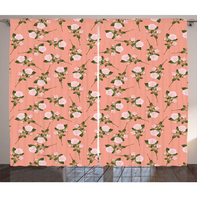 Rose Bouquet Flowers Graphic Curtain