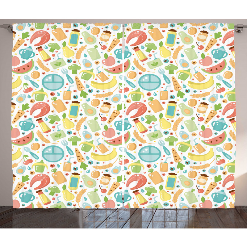 Baby Food Banana Watermelon Curtain