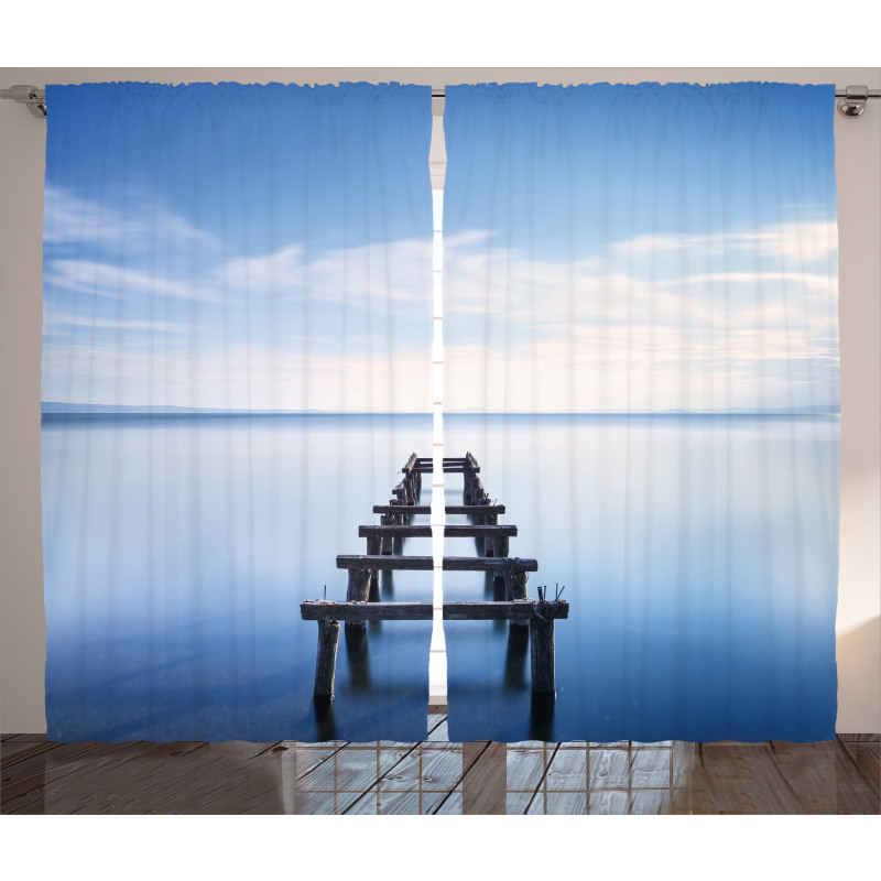 Old Jetty Blue Sky Curtain