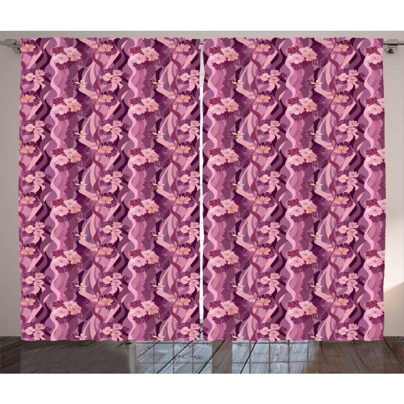 Vertical Wavy Pattern Art Curtain