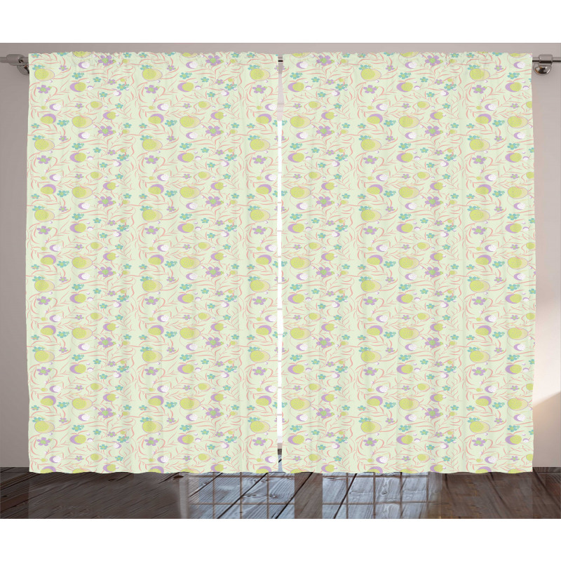 Summer Flowers and Apples Curtain