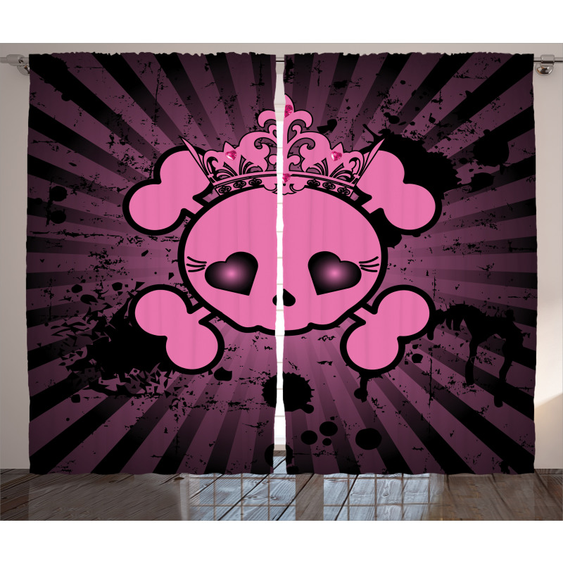 Skull Grunge Pop Art Curtain