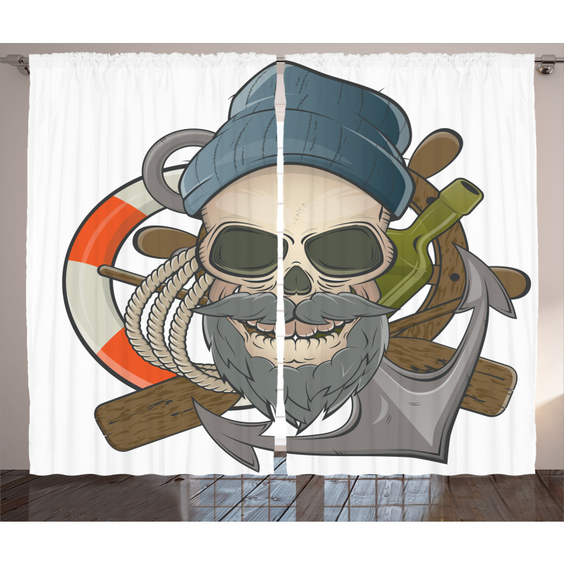 Sailor Skull Nautical Curtain