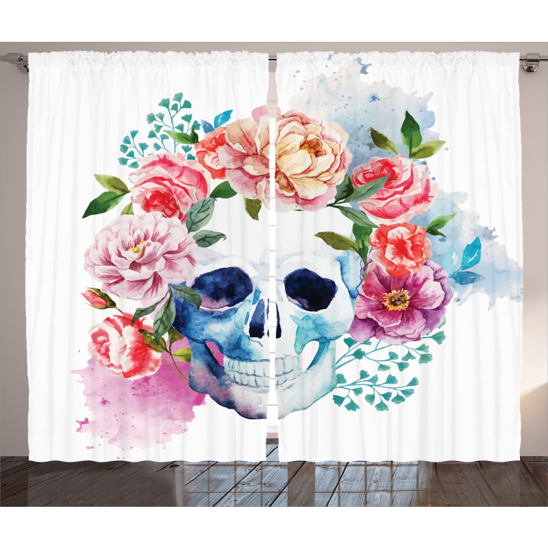 Floral Colorful Skeleton Curtain