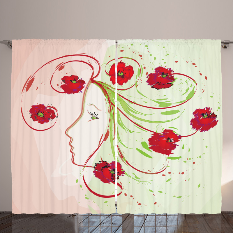 Watercolor Poppy Curtain