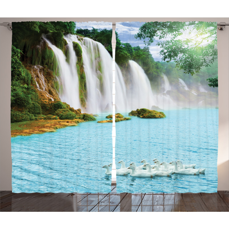 Lake and Swans Nature Curtain