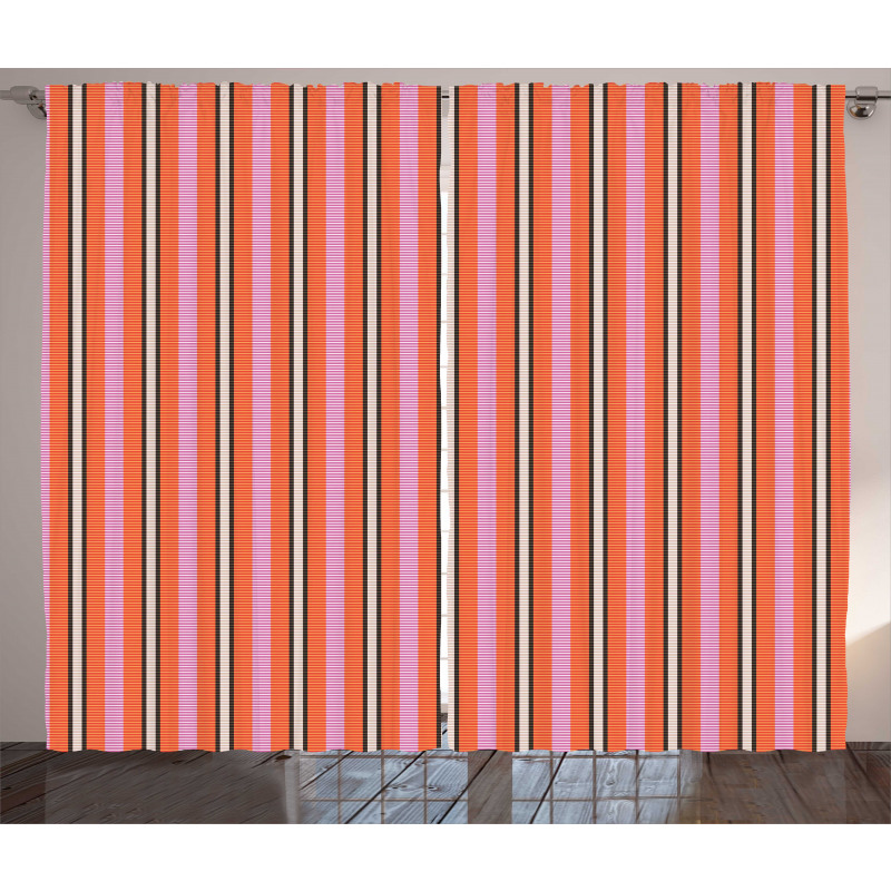 Rhythmic Stripes Pattern Curtain