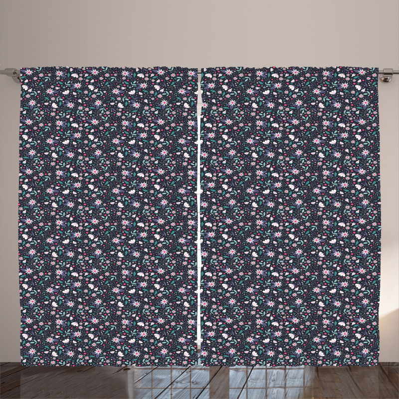 Spring Style Flowers Print Curtain