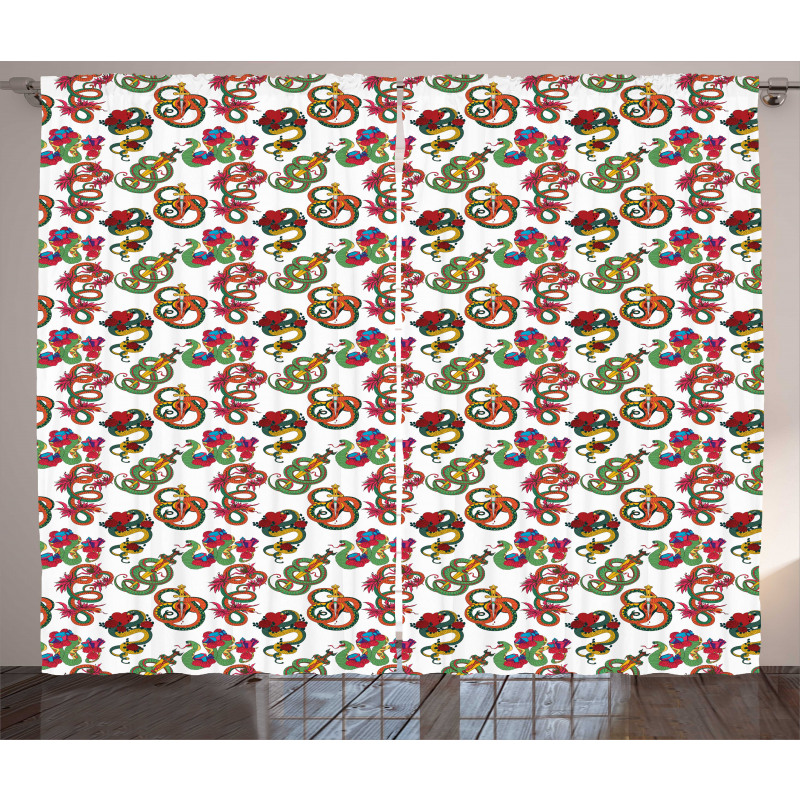 Flowers and Snakes Ornaments Curtain