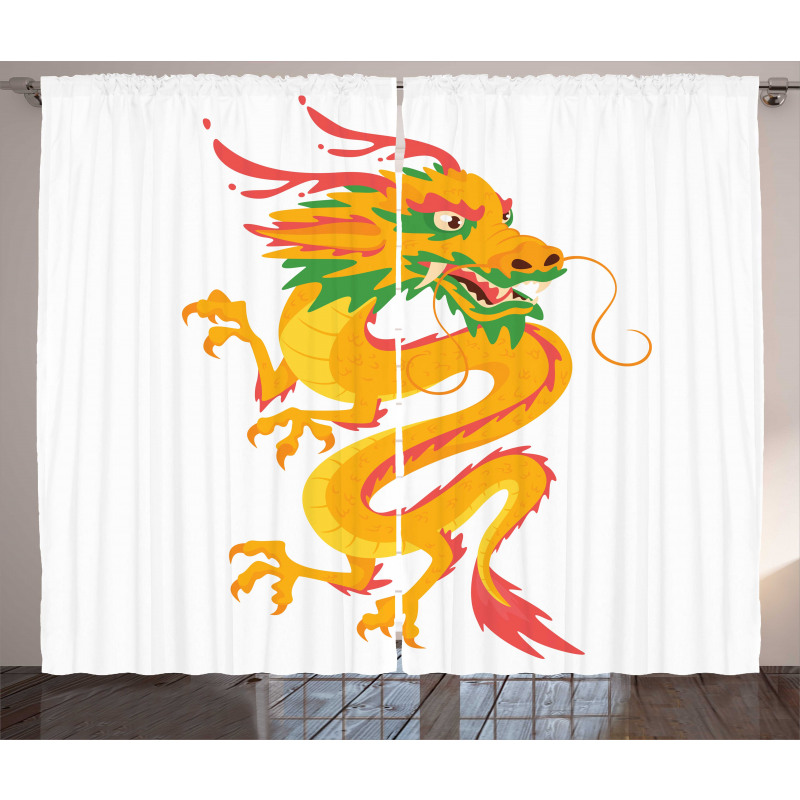 Fierce Animal Cartoon Design Curtain