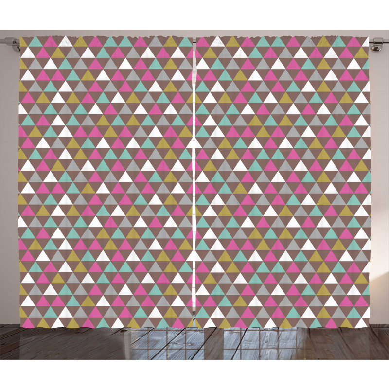 Colorful Vintage Triangles Curtain