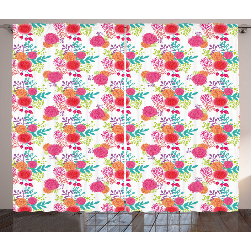 Spring Time Botanical Art Curtain