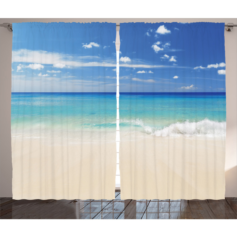 Shore Sea with Waves Curtain