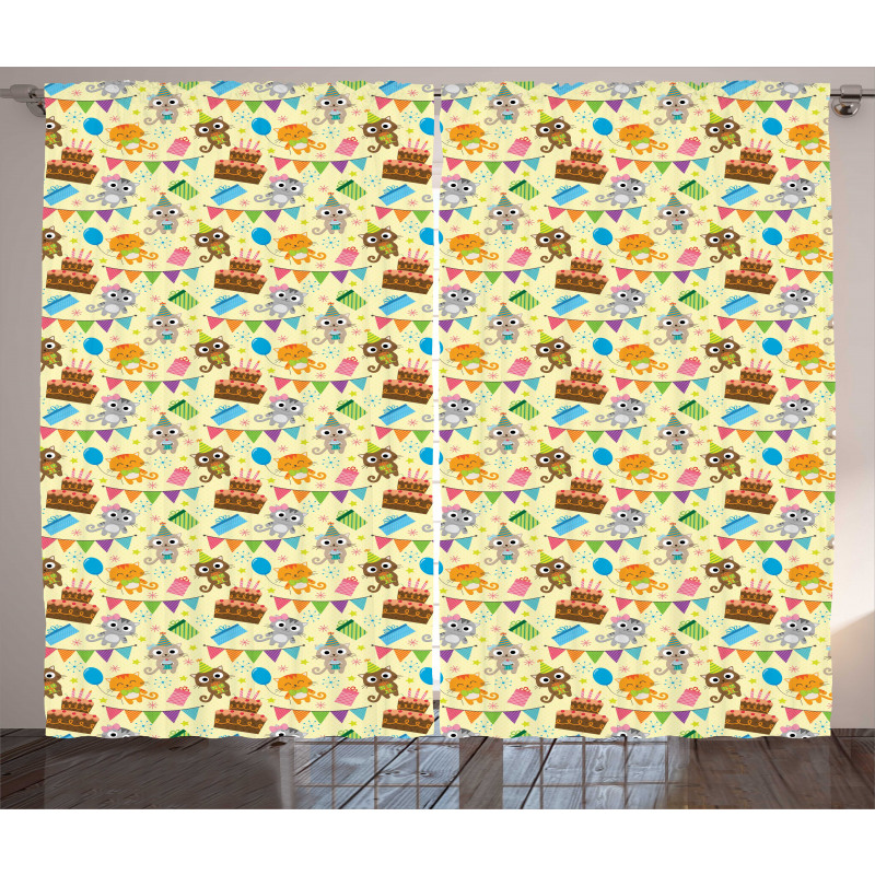 Cartoon Party Cats Curtain