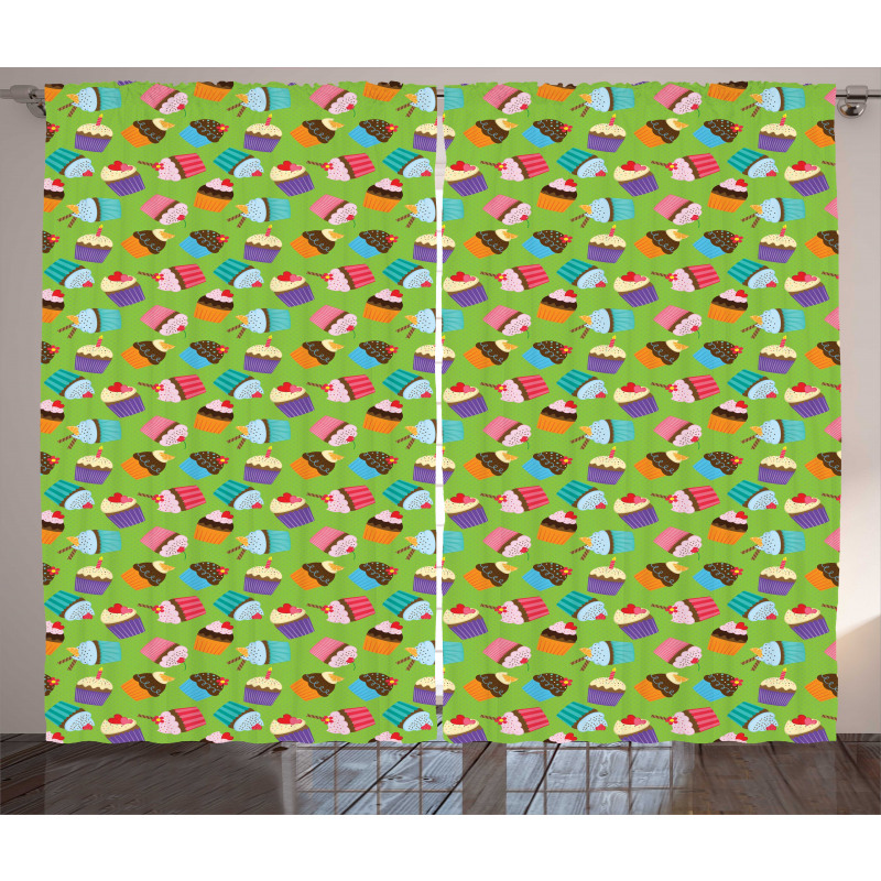 Colorful Cupcakes Curtain