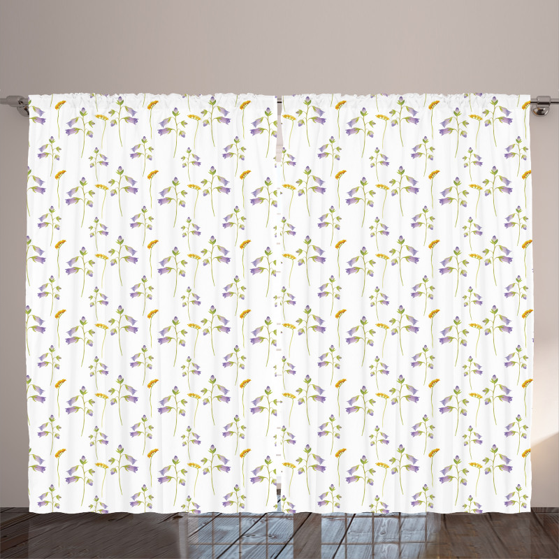 Simple Spring Tone Flowers Curtain