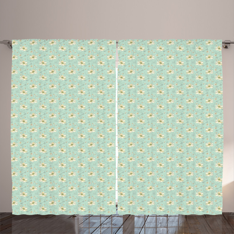 Pastel Tones Flowers Art Curtain