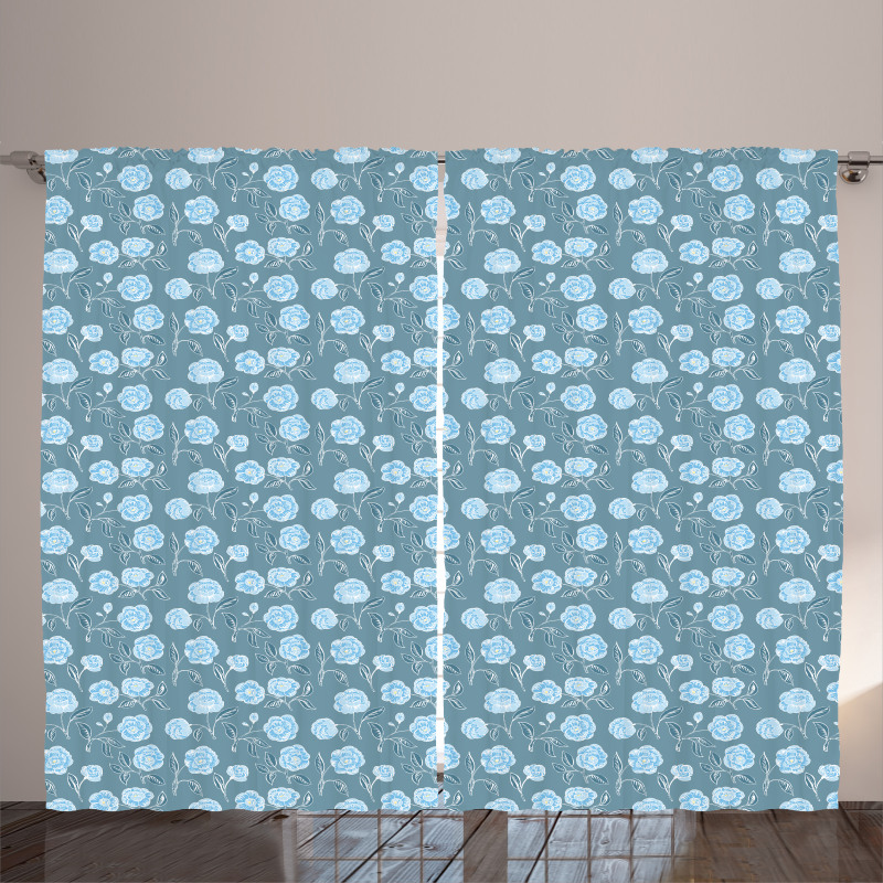 Rose Flowers in Pastel Art Curtain