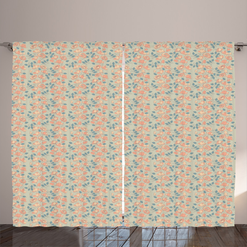 Blossoming Rose Flowers Art Curtain
