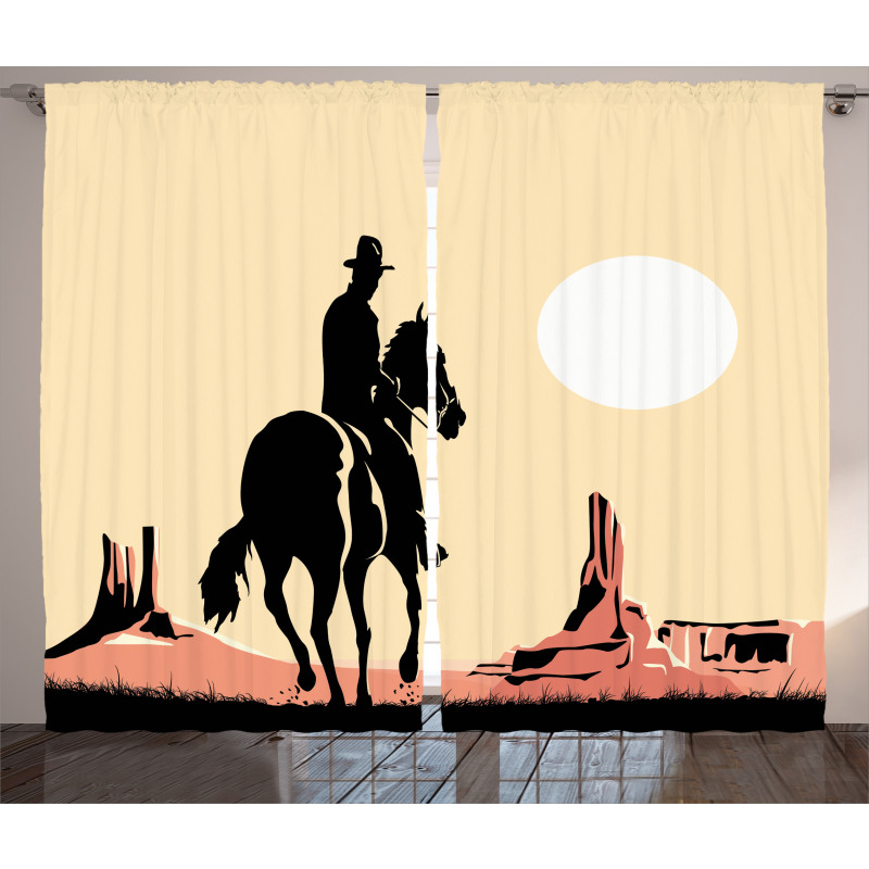 Cowboy Horse Sunset Curtain