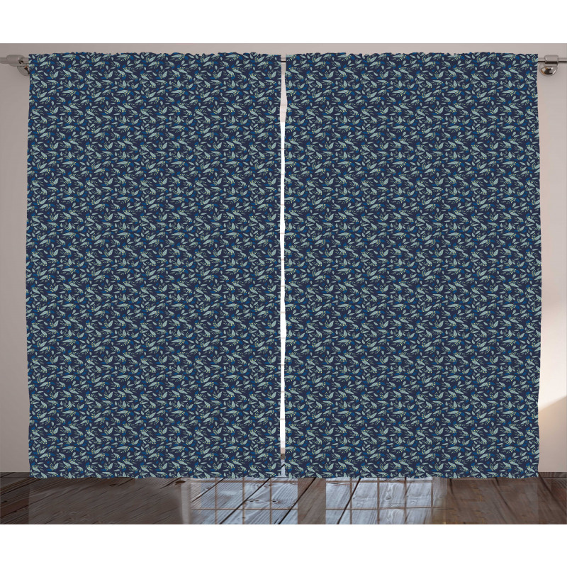 Abstract Leafy Motifs Curtain