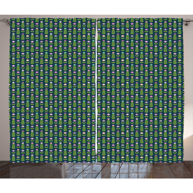 Graphical Geometric Flowers Curtain