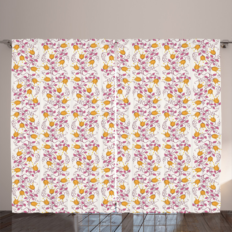 Summer Flowers and Branches Curtain