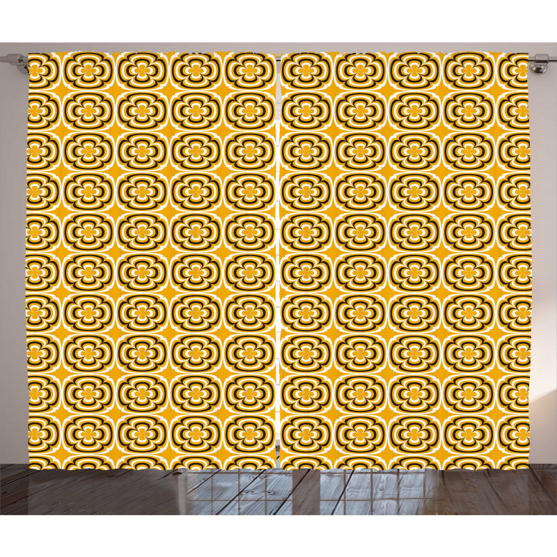 Retro Style Round Squares Curtain