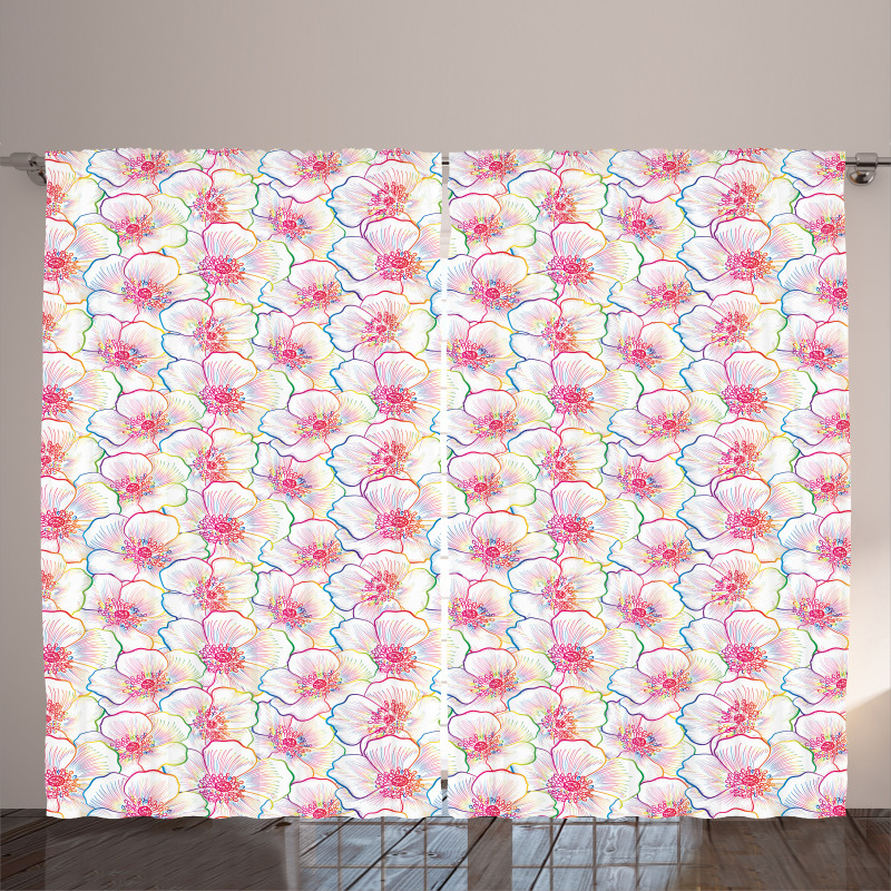 Top View Colorful Flowers Curtain