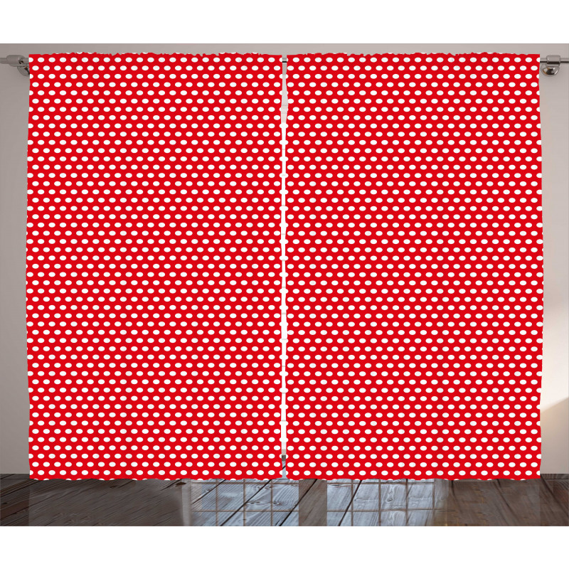 Vivid Retro Dots Art Curtain