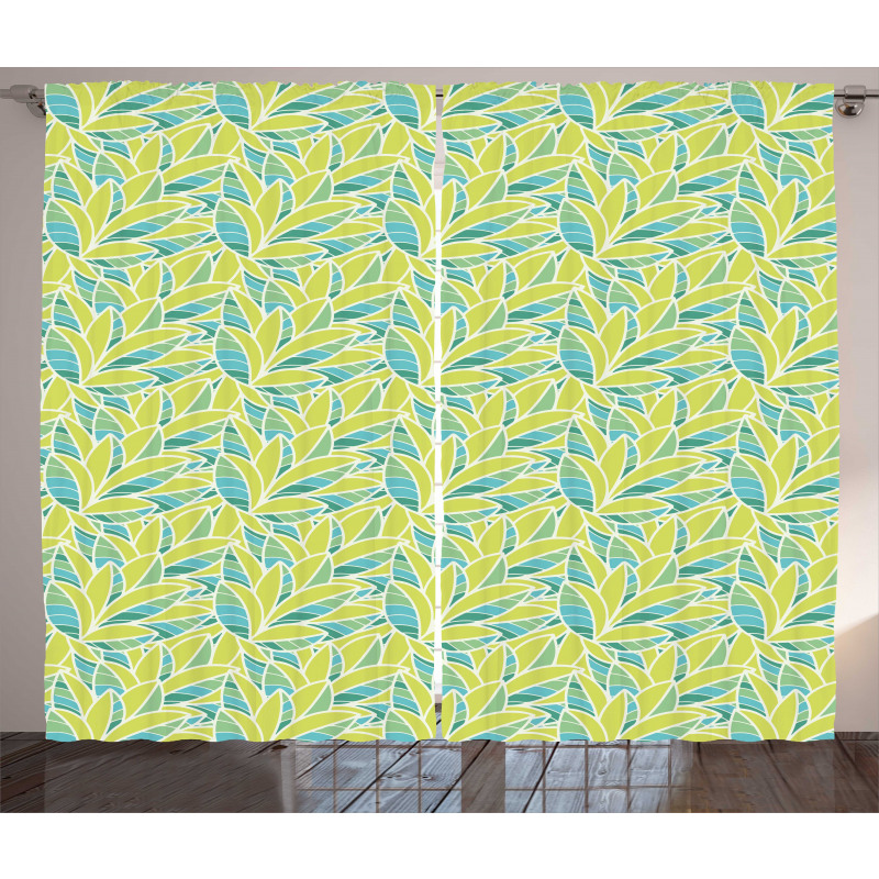 Rhythmic Vivid Leaves Art Curtain