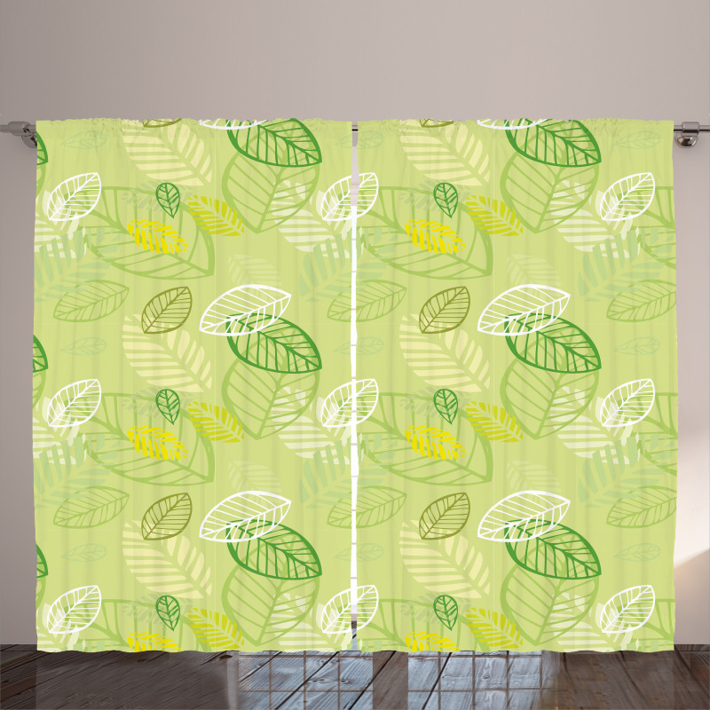 Repeated Leaf Design Art Curtain