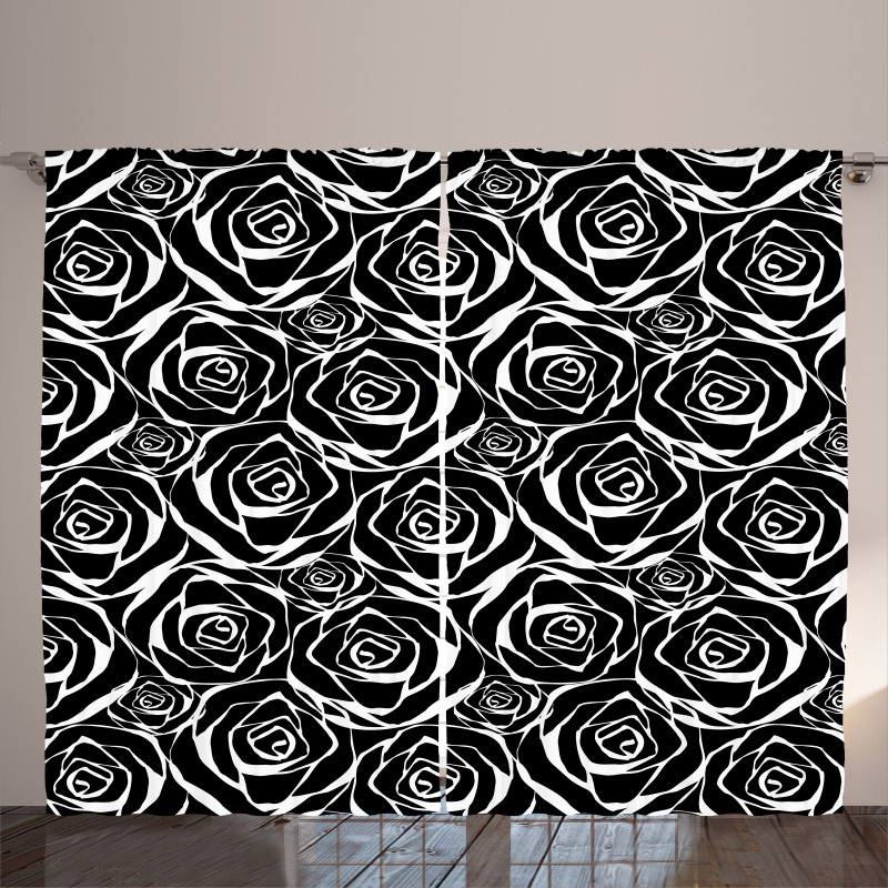Abstract Art Rose Flowers Curtain
