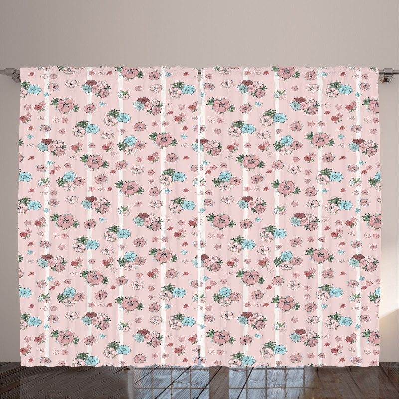 Exotic Colorful Flowers Art Curtain