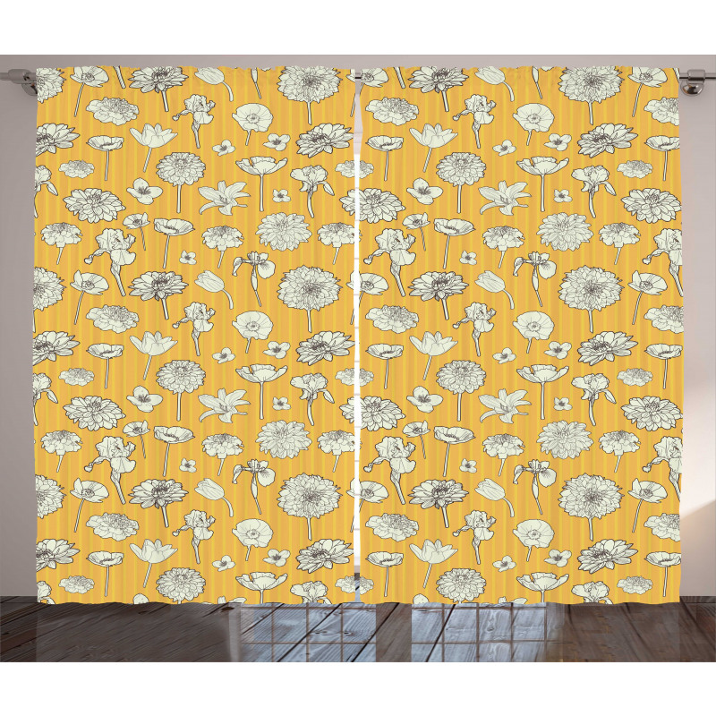 Meadow Flowers on Stripes Curtain