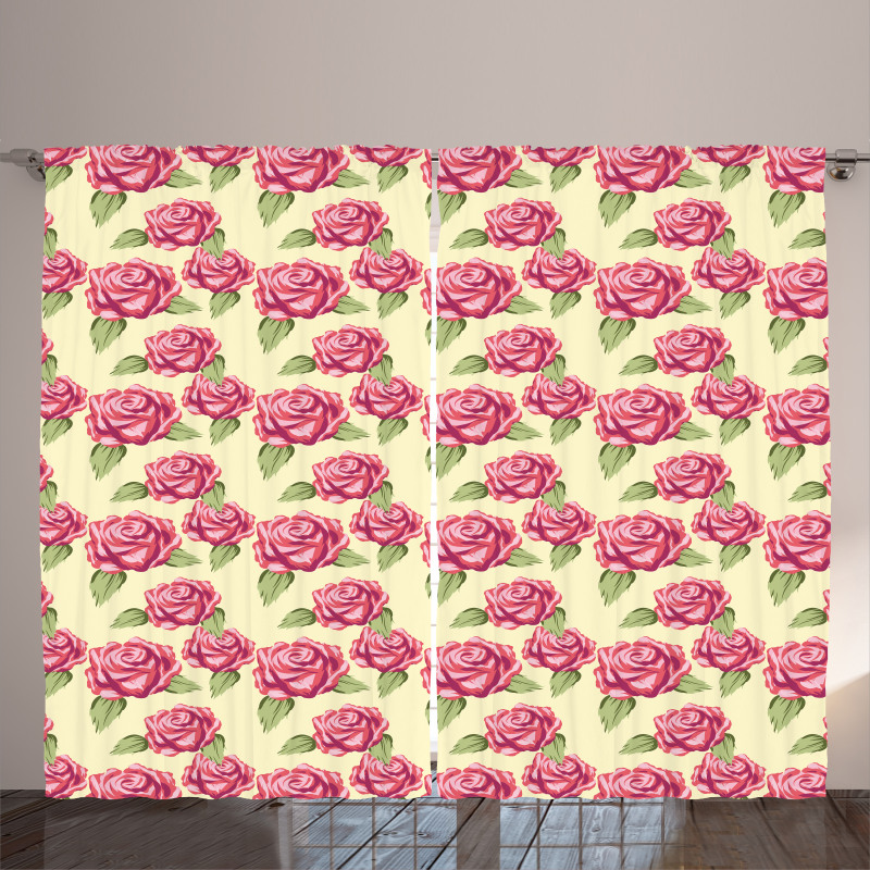 Romantic Concept Soft Flowers Curtain