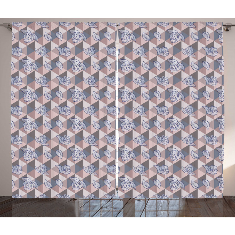 Creative Roses on Triangles Curtain