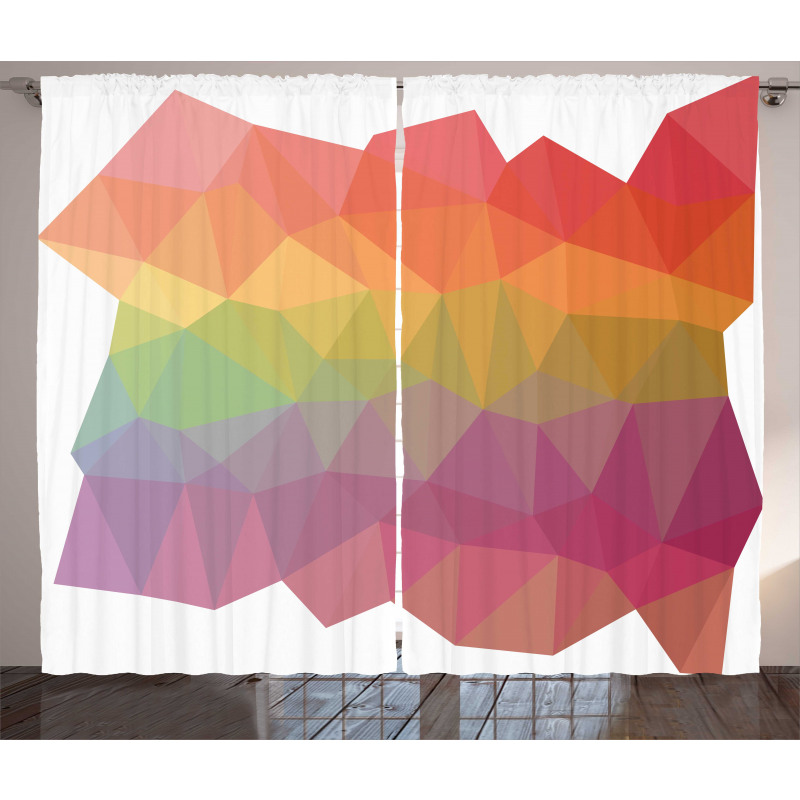Retro Rainbow Colors Poly Curtain