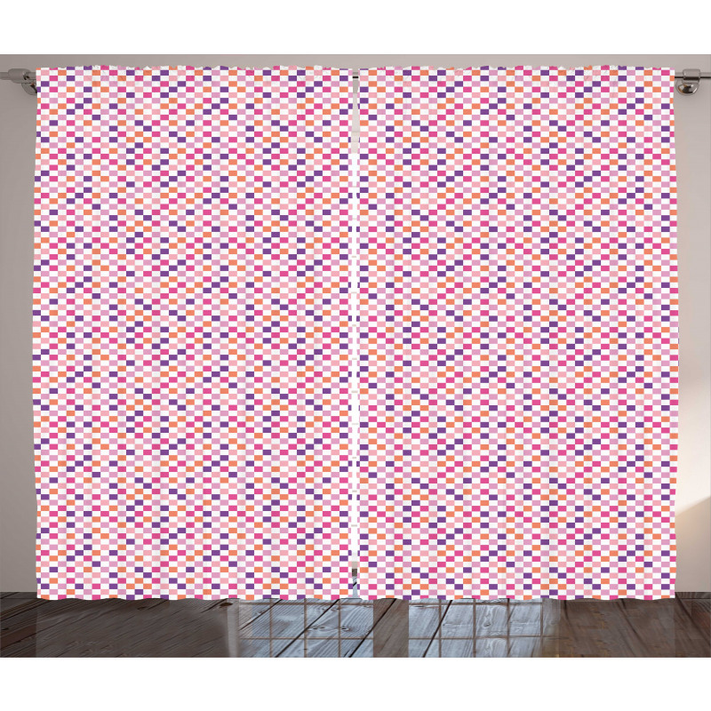 Colorful Symmetric Squares Curtain