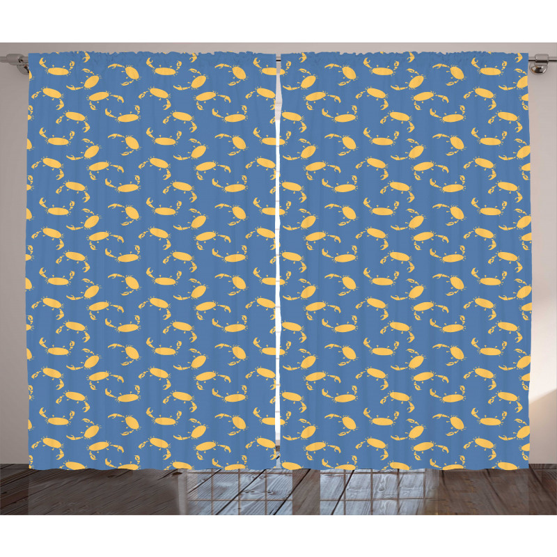 Sea Animal Crabs Pattern Curtain